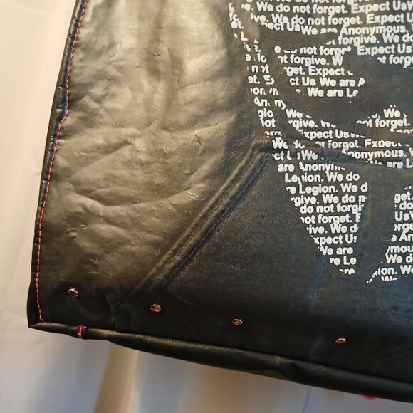 New Repurposed Anonymous Hoodie Backpack Black Bright Pink studded Oversized Bag - Picture 4 of 13